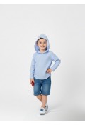 KAPÜŞONLU UZUN KOL UNİSEX ÇOCUK GÖMLEK - MAVİ