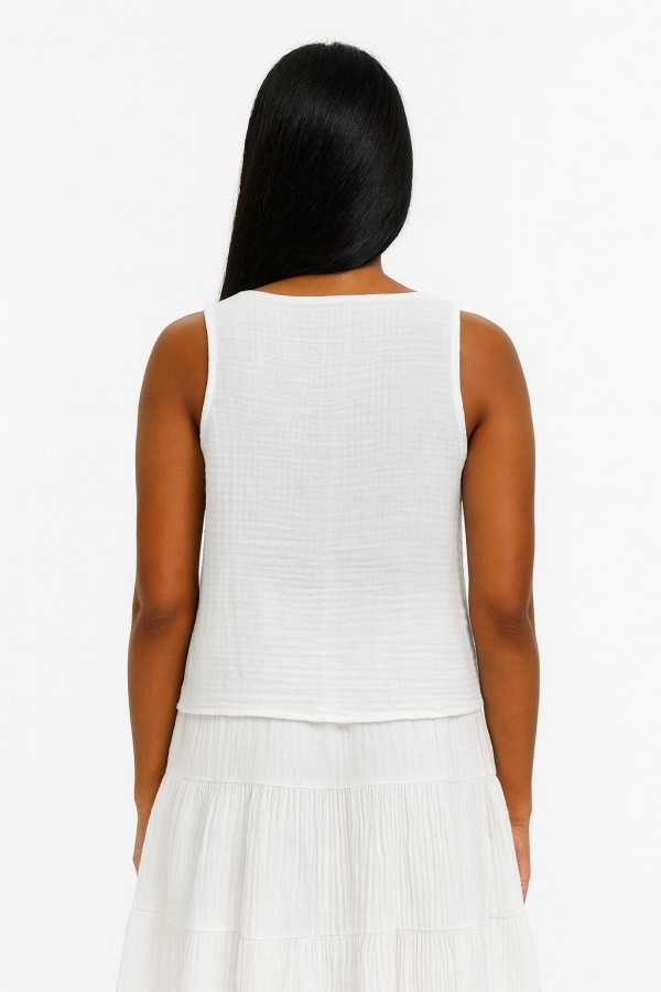 ESİN MÜSLİN BLUZ - BEYAZ