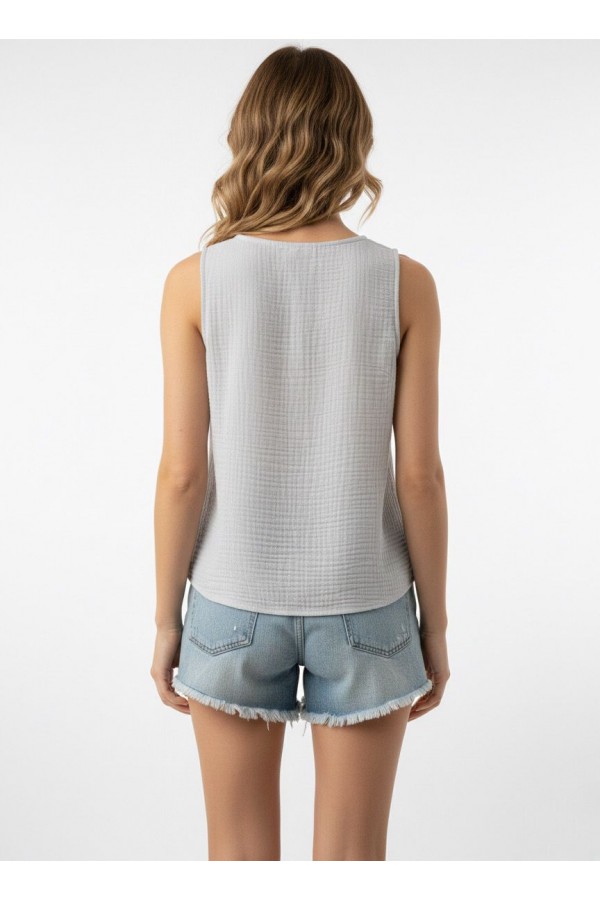 ESİN MÜSLİN BLUZ - GRİ