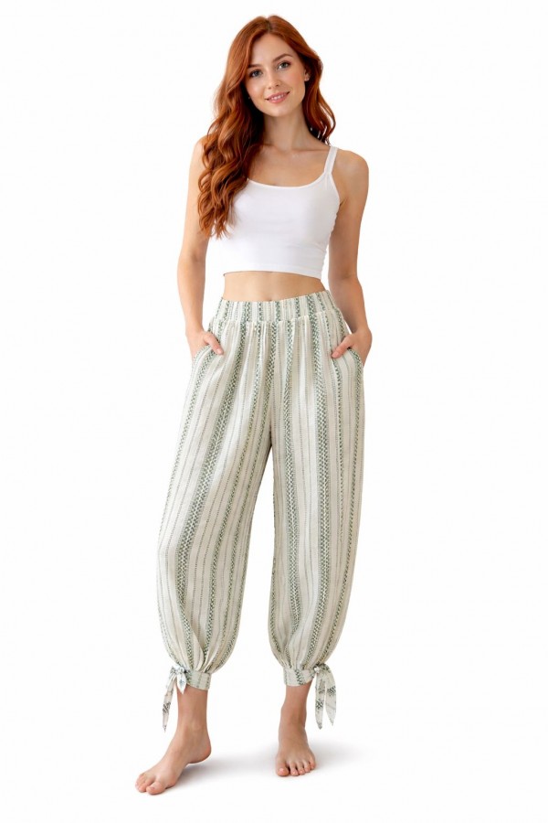 ALAADDİN PANTOLON - HAKİ YEŞİL ETNİK DESEN 