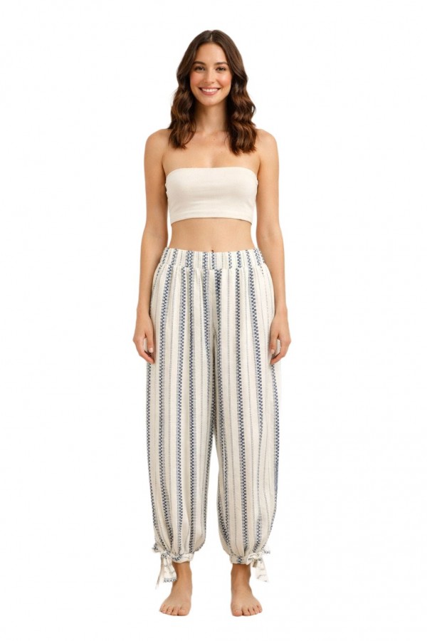 ALAADDİN PANTOLON - MAVİ ETNİK DESEN 