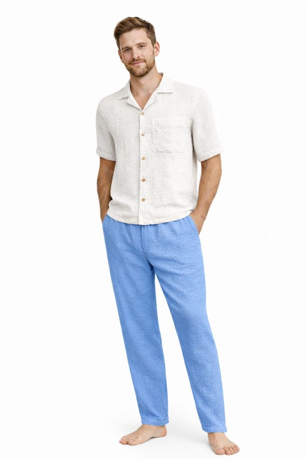 AREN MÜSLİN PANTOLON - MAVİ