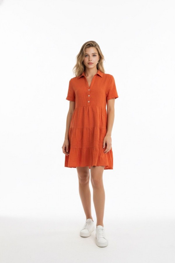 AYZA KATLI ELBİSE - KİREMİT RENGİ