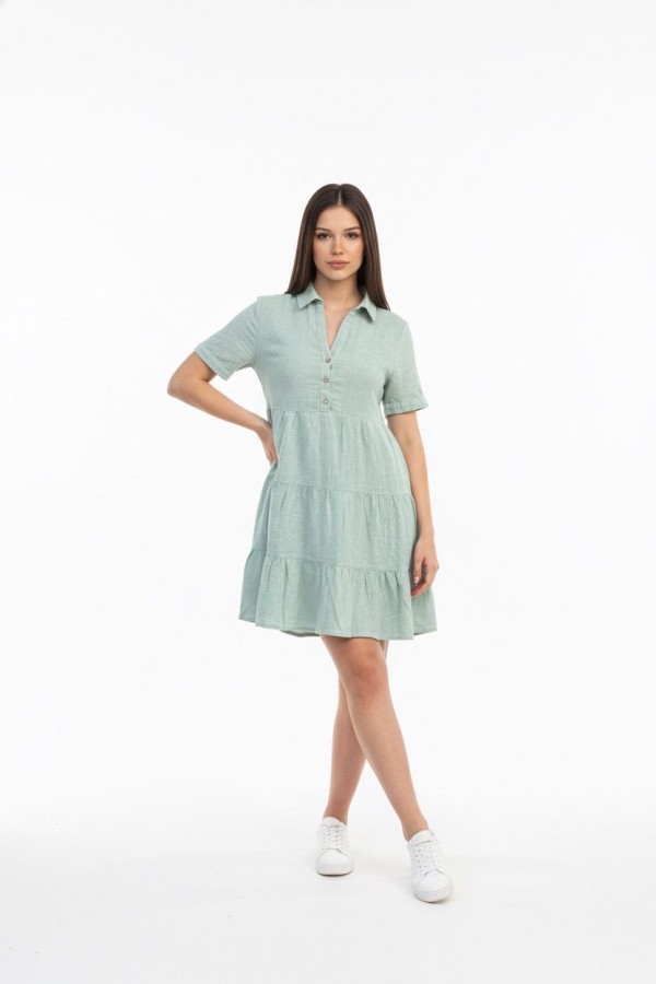AYZA KATLI ELBİSE - MİNT YEŞİLİ