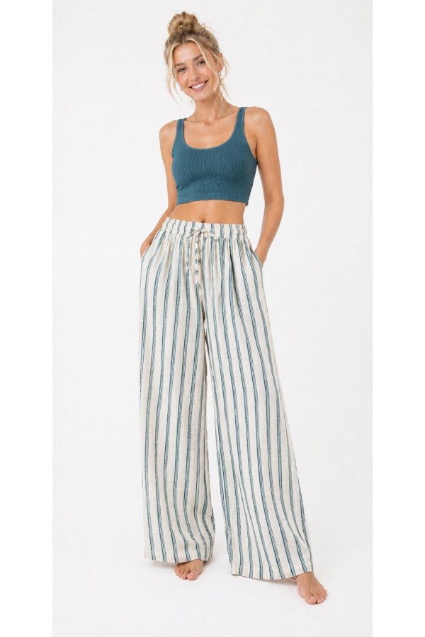 DEMETER PANTOLON - PETROL ÇİZGİLİ