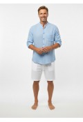HELİOS HAKİM YAKA UZUN KOL MÜSLİN GÖMLEK - MAVİ