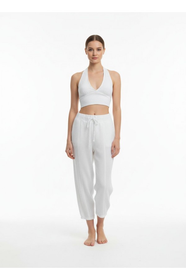 HERMİONE MÜSLİN PANTOLON - BEYAZ