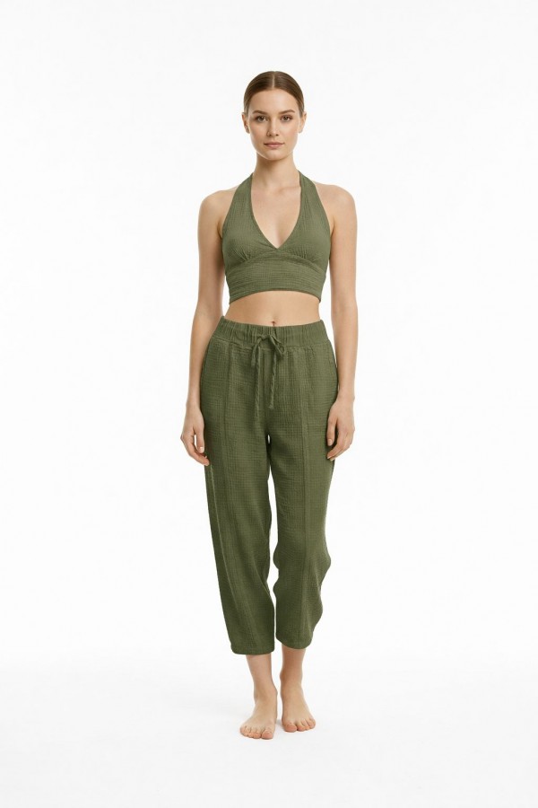 HERMİONE MÜSLİN PANTOLON - HAKİ YEŞİL