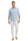 SİRİUS KLASİK YAKA UZUN KOL MÜSLİN GÖMLEK - MAVİ