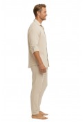SİRİUS KLASİK YAKA UZUN KOL MÜSLİN GÖMLEK - BEJ