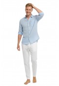 SİRİUS KLASİK YAKA UZUN KOL MÜSLİN GÖMLEK - MAVİ