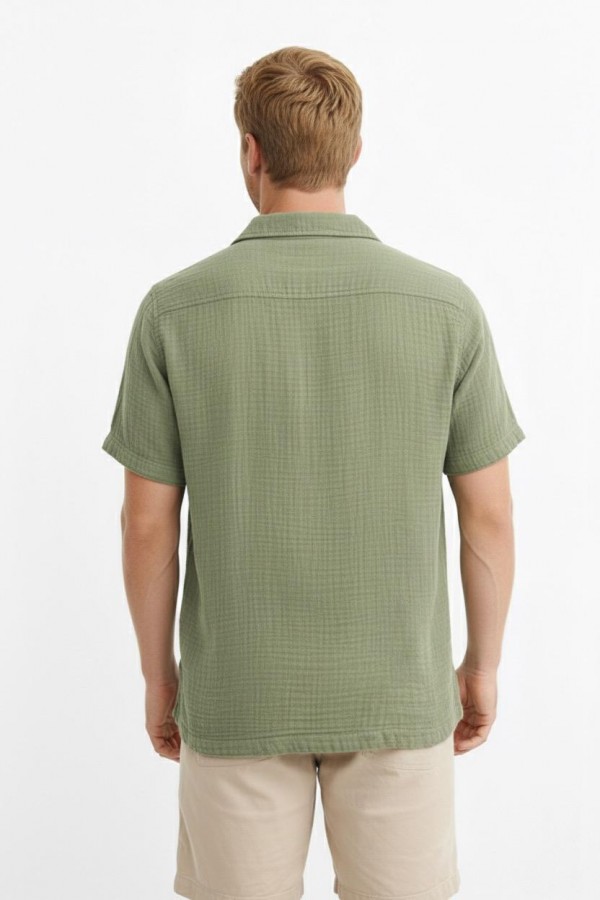 EYMEN BLAZER YAKA MÜSLİN GÖMLEK - HAKİ YEŞİL