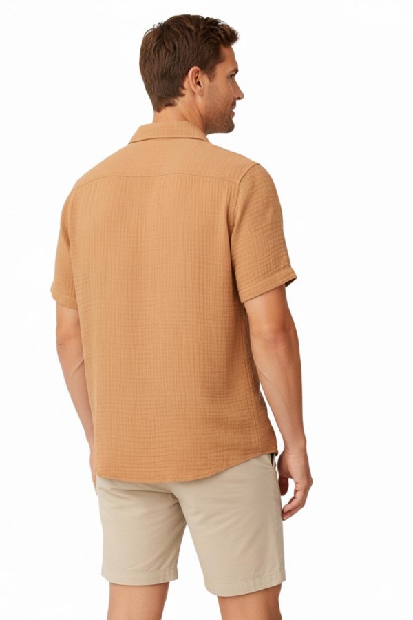 EYMEN BLAZER YAKA MÜSLİN GÖMLEK - CAMEL