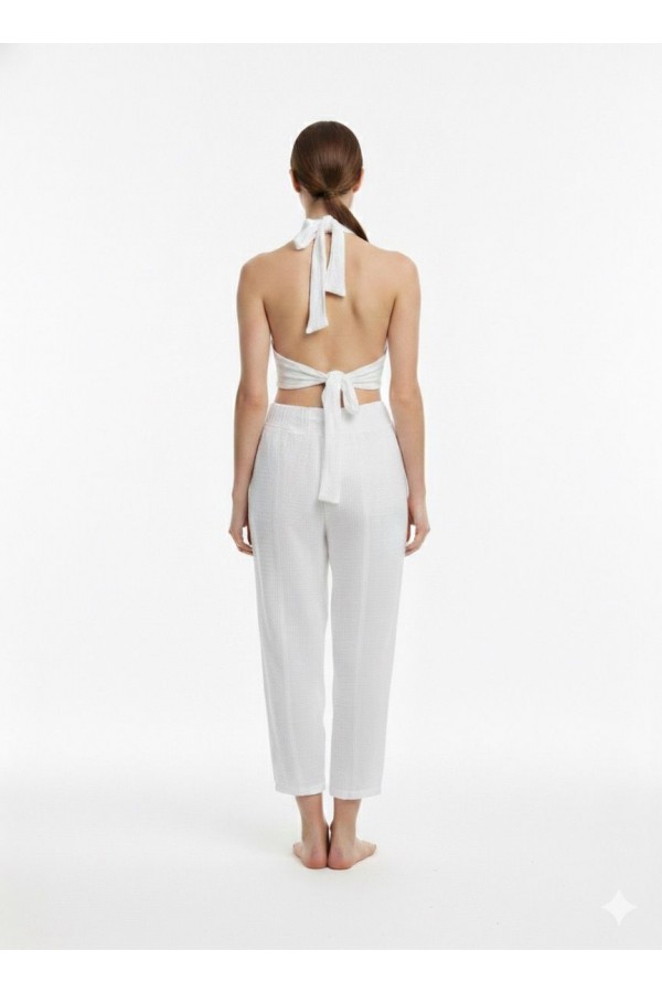 HERMİONE MÜSLİN PANTOLON - BEYAZ
