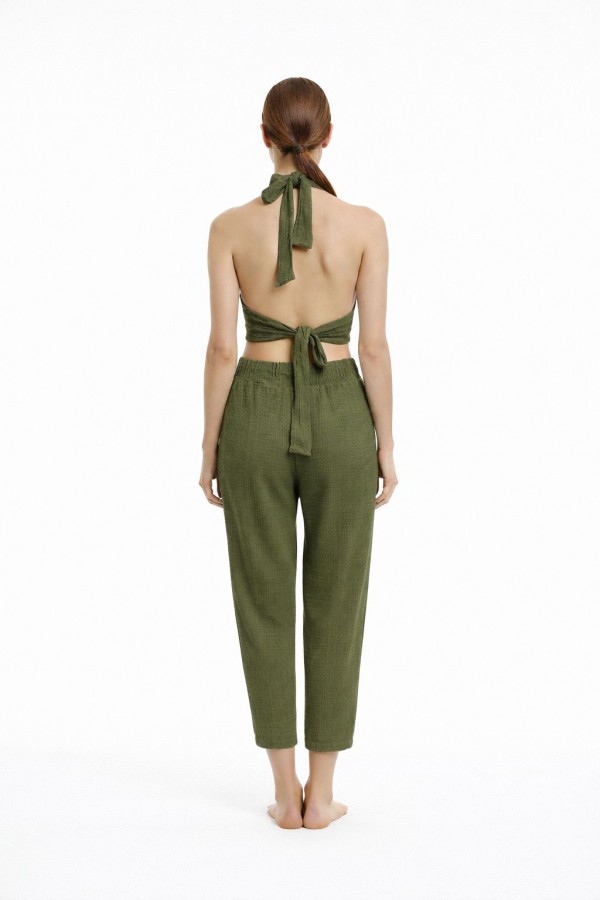 HERMİONE MÜSLİN PANTOLON - HAKİ YEŞİL