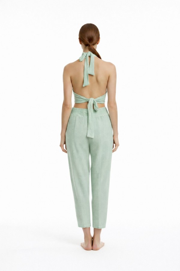HERMİONE MÜSLİN PANTOLON - MİNT YEŞİLİ