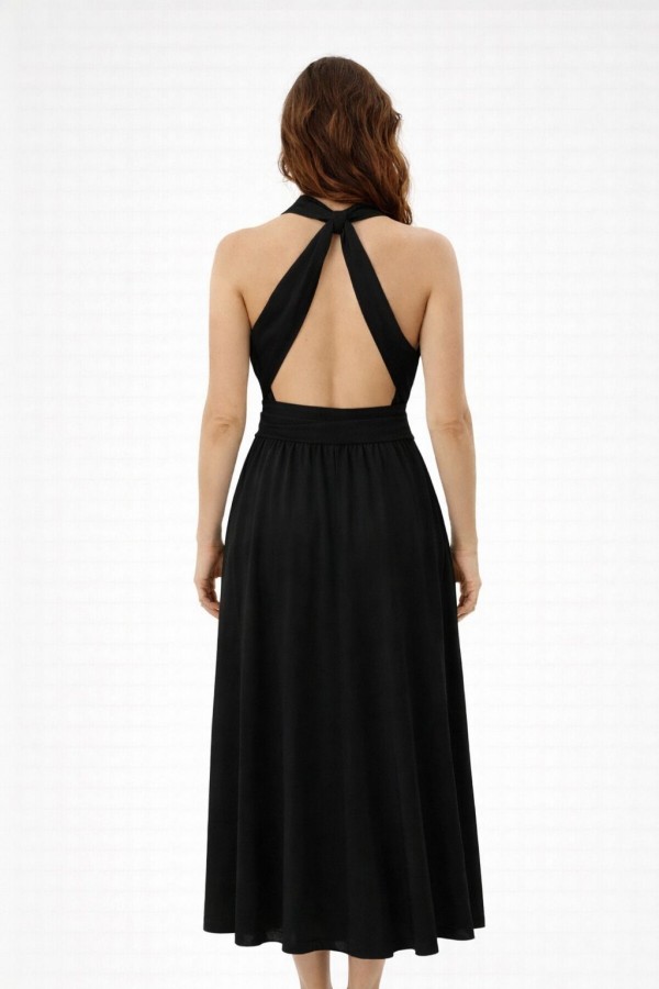 HULDE ELBİSE - SİYAH