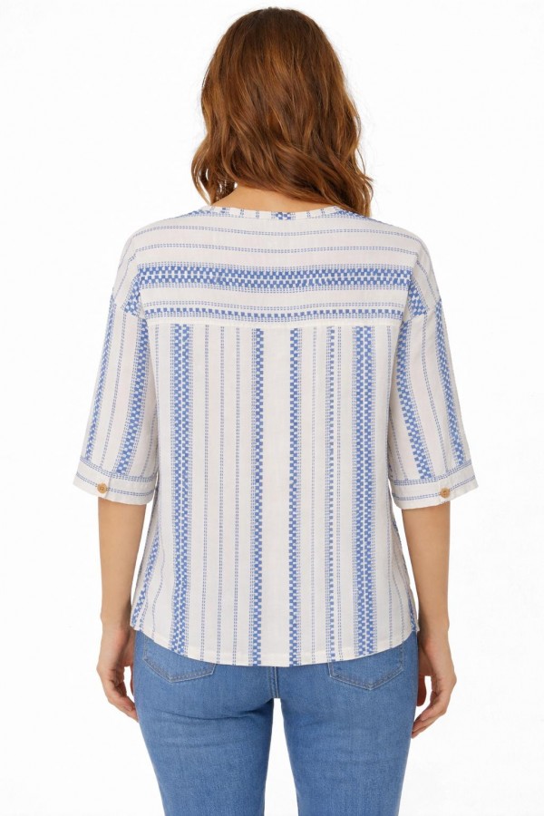 EYLÜLBLUZ - MAVİ ETNİK DESEN