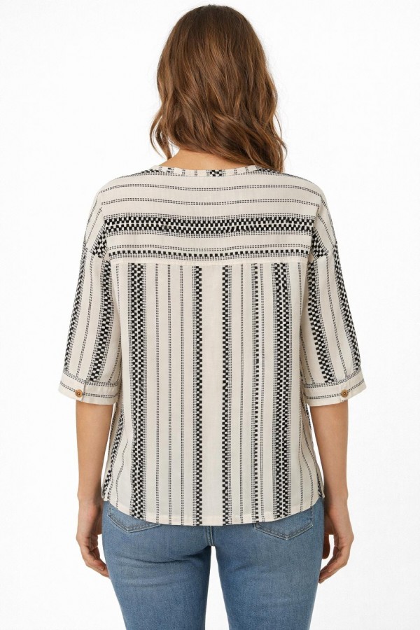 EYLÜLBLUZ - SİYAH ETNİK DESEN