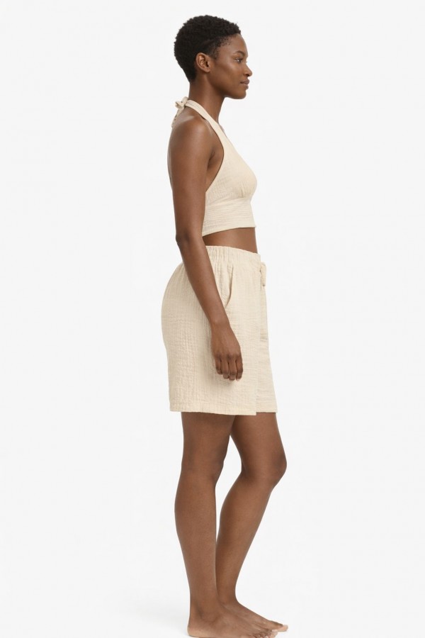 İPEK MÜSLİN ŞORT - BEJ